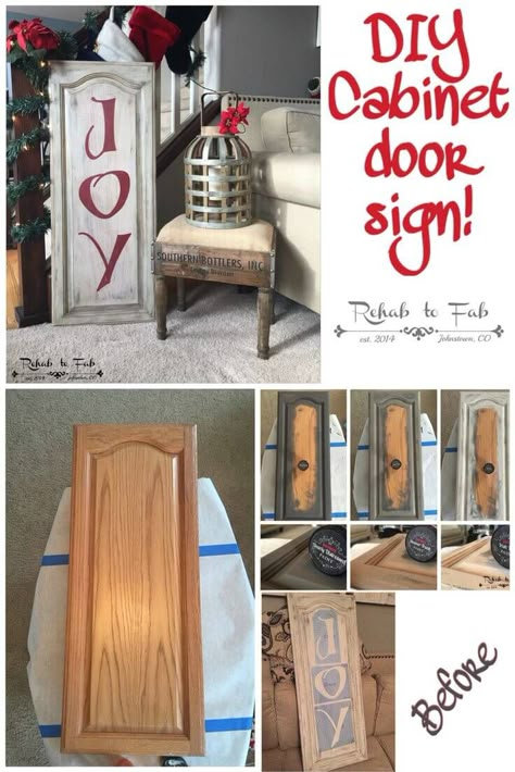 Old World Christmas Cabinet Door Sign Cabinet Door Crafts, Cabinet Door Ideas, Cabinet Doors Repurposed, Diy Cabinet Doors, Diy Cabinet, Old Cabinet Doors, Joy Sign, Door Crafts, Doors Repurposed