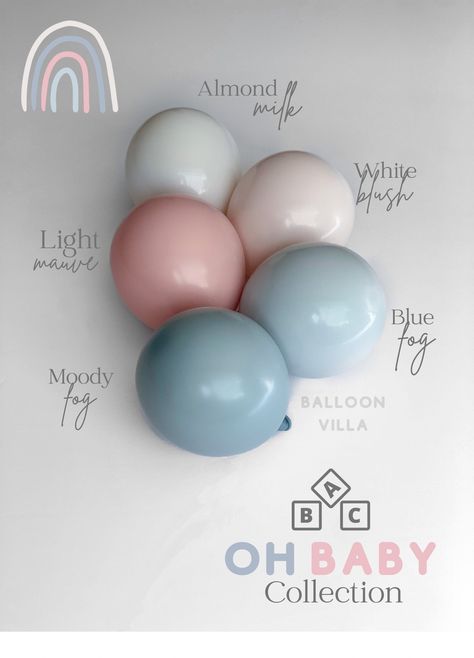 Matte Gender Reveal Balloons, Simple Gender Reveal Balloon Garland, Twins Balloon Decoration, Gender Reveal Muted Colors, Muted Gender Reveal Party, Simple Gender Reveal Decor, Gender Reveal Ideas Neutral Colors, Gender Reveal Color Schemes, Simple Gender Reveal Ideas Decorations