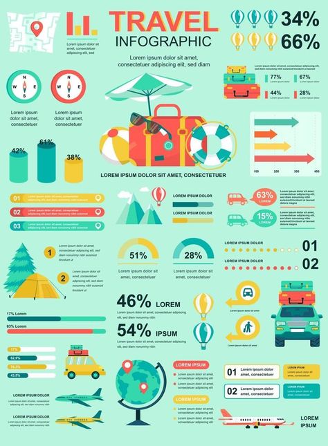 Travel vacation banner with infographic elements. Travelling Infographics, Infographic Elements, Travel Infographic, Banner Ad, Culture Travel, Travel Vacation, Vacation Trips, Logo Templates, Vector Logo