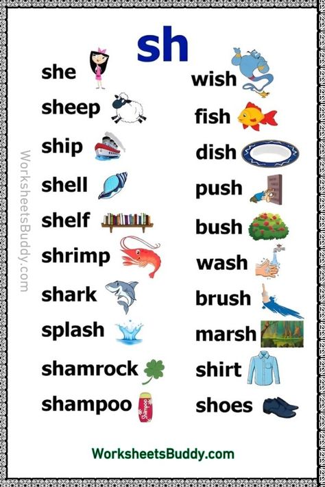 SH Word Family Worksheets PDF - Free Printable SH Sound Words List Short Sound A, Ar Phonics, Word Families Printables, Consonant Blends Worksheets, Insta Hacks, Word Family List, Th Words, Family Worksheets, Phonics Printables