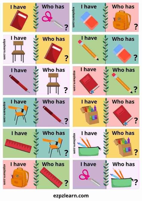 Language Games For Kids, English Games For Kids, How To Learn English, Classroom Objects, Esl Learning, Classroom Kindergarten, Games For Kids Classroom, Grammar For Kids, Esl Games