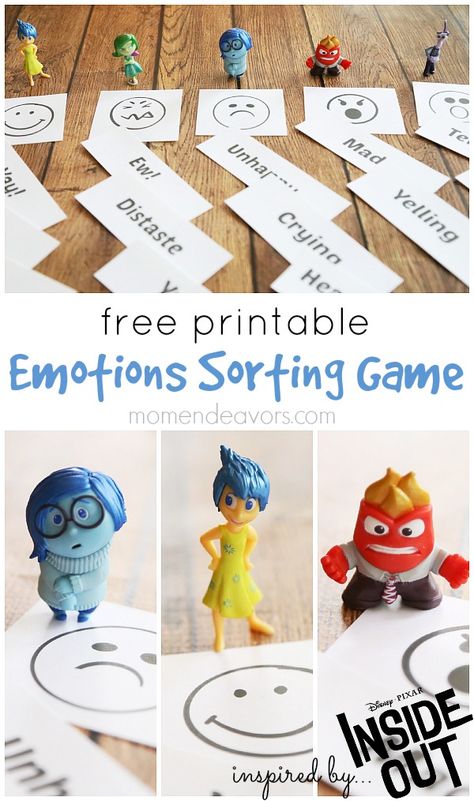 Free Printable Emotions Sorting Game inspired by Disney-Pixar's Inside Out!! A great way to help kids learn about emotions! Aba Therapy Activities, Zones Of Regulation, Sorting Games, Aba Therapy, Social Thinking, School Social Work, Therapeutic Activities, Counseling Activities, Child Therapy