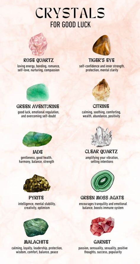 Crystal For Workplace, Crystals For Clarity And Truth, Crystals For Everyday, Crystal For Good Grades, Crystal For Good Luck, Crystals For Luck And Abundance, Crystal For Beauty, Good Luck Colors, Crystals For Luck And Success