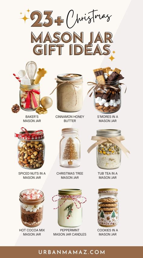 Looking for Christmas mason jar gift ideas? Check out these 23+ mason jar gift ideas for Christmas for everyone on your list! Decorating Jam Jars Christmas Gift Ideas, Diy Hot Chocolate Mason Jar Gifts, Homemade Potpourri Gifts Mason Jars, Cookie Mix Mason Jar Gifts, Treats In A Jar Gifts, Cookie Jar Mixes Christmas Gifts, Hot Cocoa Mix Gift Ideas In A Jar, Hot Coco Mason Jar Gift, Chili Mix In A Jar