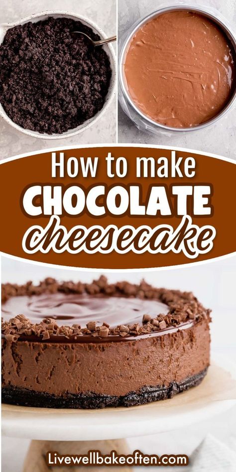 The BEST Chocolate Cheesecake Recipe Best Chocolate Cheesecake, Easy Chocolate Cheesecake, Live Well Bake Often, Chocolate Cheesecake Recipe, No Bake Chocolate Cheesecake, Chocolate Cheesecake Recipes, Chocolate Chip Cheesecake, Best Cheesecake, Easy Cheesecake Recipes