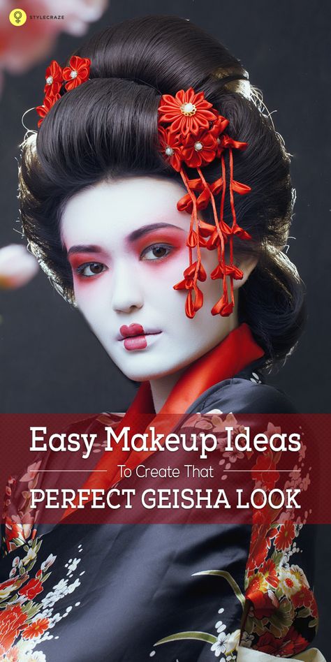 Easy Makeup Ideas To Create That Perfect Geisha Look Fantasy Make-up, Geisha Hair, Geisha Makeup, Easy Makeup Ideas, Pintura Facial, Japanese Makeup, Simple Makeup Looks, Photoshoot Makeup, Easy Makeup