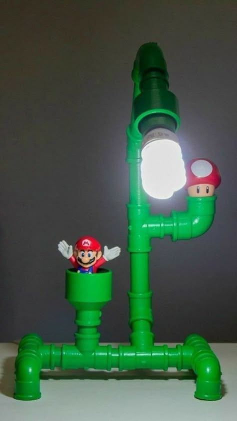 Mario Room, Diy Furniture Building, Pvc Projects, Diy Lampe, Geek Decor, Pipe Furniture, Pipe Lamp, Rustic Lamps, Game Room Design