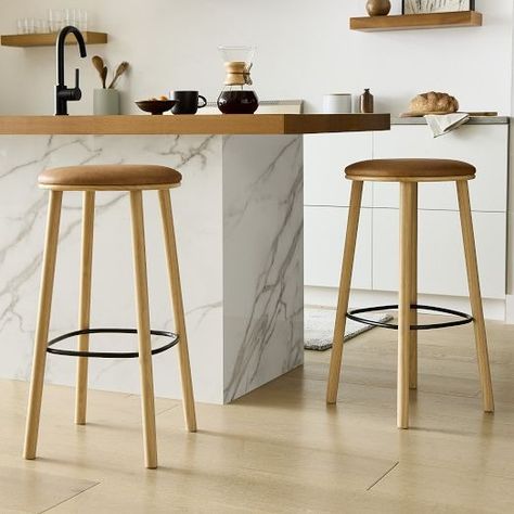 Modern Bar Stools & Counter Stools | West Elm Bar Counter Stools, Modern Counter Stools, Bar Tables, Upholstered Stool, Bar Height Table, Modern Style Homes, Bar Height Stools, Modern Stools, Play Table