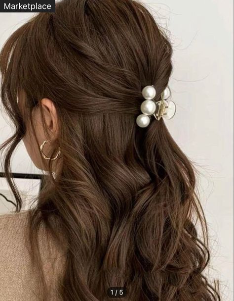 Media Cola, Elegance Hair, Half Ponytail, Crystal Hair Comb, Clip Hairstyles, Wedding Hair Clips, Pearl Hair Pins, Claw Hair Clips, Pearl Hair Clip