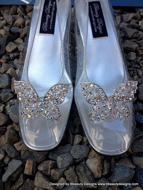 Cinderella Live Action 2015 Butterfly Glass by BbeautyDesigns Cinderella Live Action, Cinderella Cosplay, Cinderella 2015, Disney Weddings, Glass Shoes, Clear Shoes, Glass Slippers, Wedding Boots, Cinderella Shoes