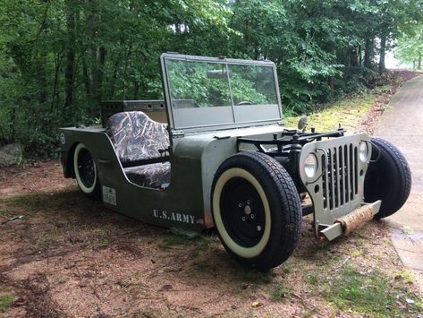 Rodded Jeep Golf Cart Diy Golf Cart, Electric Jeep, Jeep Rat Rod, Soap Box Cars, Peddle Car, Diy Golf, Mini Motorcycle, Club Car Golf Cart, Bagged Trucks