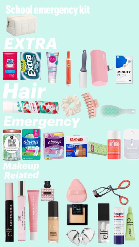 #school #kit Locker Emergency Kit Middle School, School Kit Ideas, Girl Essentials Kit, Emergency Kit For School 6th Grade, Locker Emergency Kit, Period Kits For Middle School, Emergency Kit For Girls, Nurse Kit, Middle School Essentials