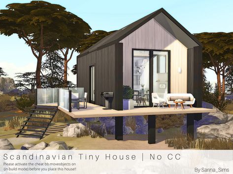 Sims 4 Tiny House Ideas, Sims 4 Tiny House, Scandinavian Tiny House, Scandinavian House Design, Sims 4 House Plans, Sims 4 House Building, Sims 5, Small Modern Home, Sims 4 House Design