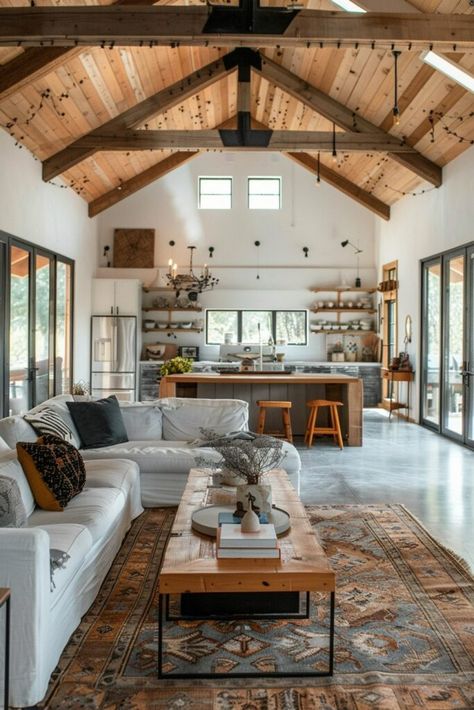 Open Floor Plan Barndominium, Homey Bedroom, Barn Bedrooms, Barndominium Interior, Barn House Interior, Rustic Loft, Barn House Design, Barn Living, 8 Mile