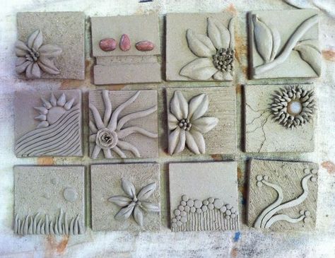 Tile Art Projects, Tiles Art, Kain Tile, Clay Lesson, Ceramic Tile Art, Clay Wall Art, Ceramic Wall Art, Slab Pottery, Clay Tiles