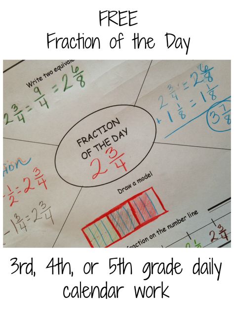 Last time we met, we talked about giving calendar a try in upper grades for a month. Well, I decided to throw in one more freebie to help you get started. I wish I could tell you exactly where this idea has come from, but I’ve seen similar printables like this when I was … Fraction Models, Teaching Fractions, Fraction Activities, Number Lines, Fifth Grade Math, Equivalent Fractions, Math School, Math Intervention, Math Instruction