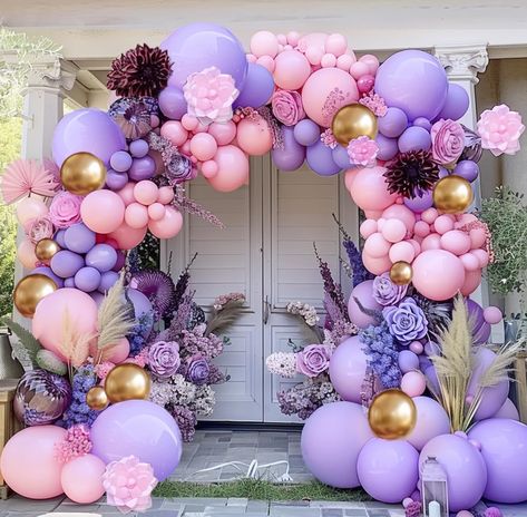 PRICES MAY VARY. PASTEL PINK PURPLE BALLOON GARLAND: Our pink purple balloon garland kit include: 5'', 10'', 12” and 18” latex balloons in light pink, lavender and chrome gold balloons. Especially add double stuffed balloons in this set, which will make your pink balloon arch looks fuller and more organic! not easy to explode. If you want to make a rich princess balloon garland, we recommend buying 2-3 packs of this balloon set PREMIUM QUALITY: The lilac pink made with natural latex, non-toxic, Pink Purple Gold Balloon Garland, Purple Pink And Black Birthday Party, Tangled Hoco, Pink And Purple Balloons, Princess Balloon, Lavender Balloons, Stuffed Balloons, Purple Balloon, Princess Balloons