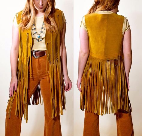 70s Fringe Vest Outfit, Fringed Vest Outfit, 70s Party Outfit, 1970s Outfits, My Little Pony Cosplay, Fringe Clothing, Suede Fringe Vest, Western Vest, 70’s Fashion