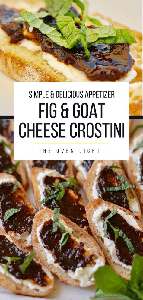 Fig Goat Cheese, Crostini Appetizer, Easy Delicious Appetizers, Party Crowd, Cheese Crostini, Crostini Appetizers, Goat Cheese Crostini, Crostini Recipes, Goat Cheese Recipes