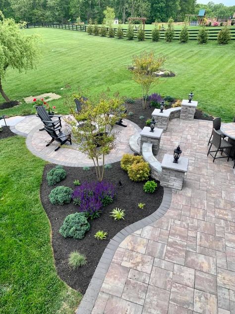 Patio & Landscaping Services in Frederick, MD - Barrick Garden Center Covered Patio Landscaping Ideas, Landscaping Islands In Yard, Patios On Hillside, Back Patio Landscaping Ideas, Front Yard Paver Patio Ideas, Backyard Landscaping Around Patio, Landscaping Along Deck, Along Driveway Landscaping, Exterior Backyard Design