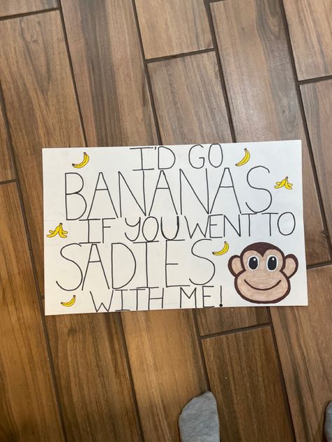 Sadie’s Promposal, Banana Promposal, Dance Signs Ideas, Sadie Hawkins Proposal Ideas, Sadie’s Hawkins Poster Ideas, Sadie Hawkins Dance Proposals, Sadie Hawkins Poster Ideas, Asking To Sadies Ideas, Sadie’s Sign Ideas