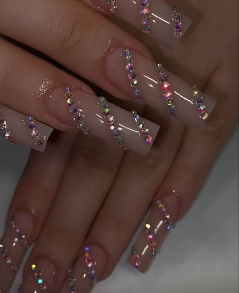 Long Acrylic Nail Designs, Long Acrylic Nails Coffin, Long Square Acrylic Nails, Gem Nails, Bling Acrylic Nails, Nagel Inspo, Pink Acrylic Nails, Square Acrylic Nails, Fire Nails