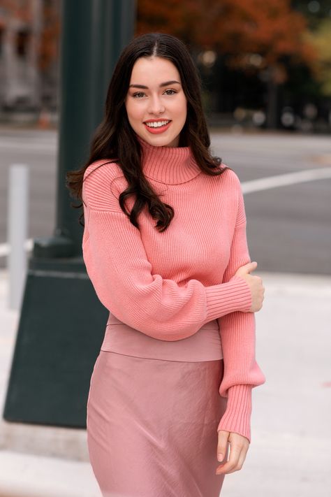 Pink On Pink Outfit, Sweet Magnolias Outfits, Anneliese Judge, Netflix Actress, Tower Photography, Sweet Magnolias, Eiffel Tower Photography, Pink Cardigan Sweater, Europe Aesthetic