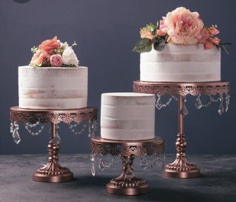 Wedding Cake Simple Elegant, Antique Cake Stands, Wedding Cake Display, Cake Stand Set, Country Wedding Cakes, Fall Wedding Cakes, Dessert Stand, Simple Wedding Cake, Wedding Cake Stands