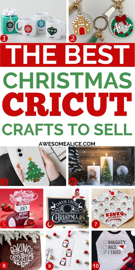 Discover 50 easy DIY Christmas Cricut crafts to sell for profit! From festive vinyl projects to handmade holiday decorations, these ideas are perfect for anyone looking to turn their crafting passion into a profitable venture. Start creating and selling your own Christmas Cricut crafts today! #ChristmasCricutCraftsToSell #VinylProjects #EasyDIY Cricket Christmas Gift Ideas, Christmas Projects With Cricut, Vinyl Holiday Projects, Garden Crafts To Sell, Cricut Christmas Projects For Kids, Diy Christmas Gift Cricut, Cricut Holiday Crafts, Mini Cricut Projects, Diy Christmas Signs Cricut