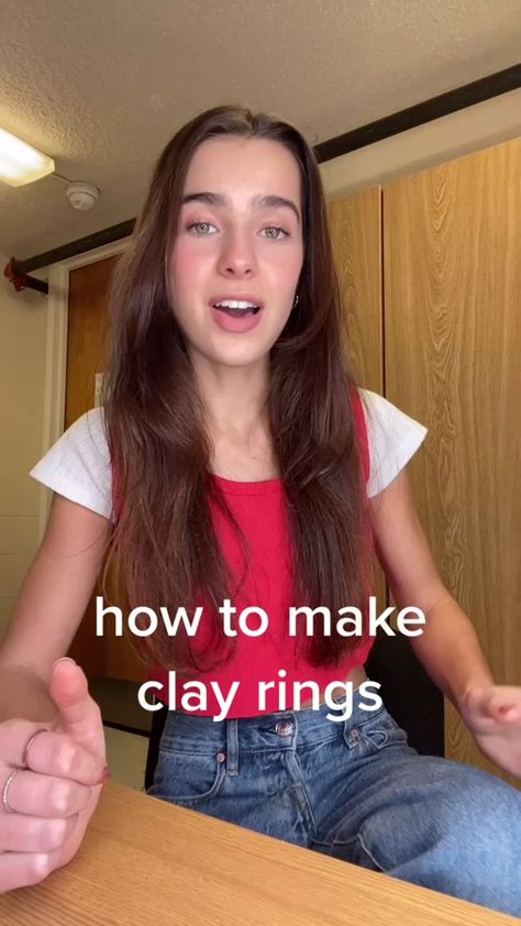 #clayrings Hashtag Videos on TikTok How To Do Clay Rings, Diy Rings With Clay, Things To Make Out Of Clay Rings, Clay Rings Diy How To Make, Making Clay Rings, How To Make Rings Out Of Clay, Things To Make From Clay Aesthetic, How To Make A Clay Ring, How To Make Ring With Clay