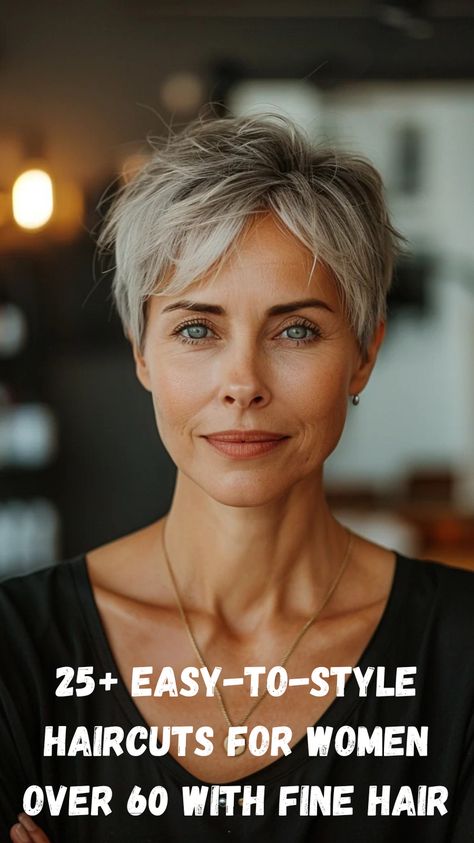 If you have fine hair and are looking for low-maintenance haircuts, these 25+ easy-to-style ideas are perfect for women over 60. From chic pixie cuts to soft layered styles, these haircuts are designed to create the illusion of thicker, fuller hair while requiring minimal effort. Whether you want a modern, trendy look or something more classic, these styles offer the best of both worlds. Coolest Short Haircuts For Women, Short Hair Cuts For Thinner Hair 2023, Pixie For Fine Hair Over 40, Short Hairstyle Women Fine Hair Over 60, Haircut For Fine Hair Round Face, Pixie Haircut For Older Women Over 60, Short Hairstyle Women Fine Hair Low Maintenance, Over 60 Hairstyles For Women Fine Hair, Short Hair Styles For Women Over 60 Chic