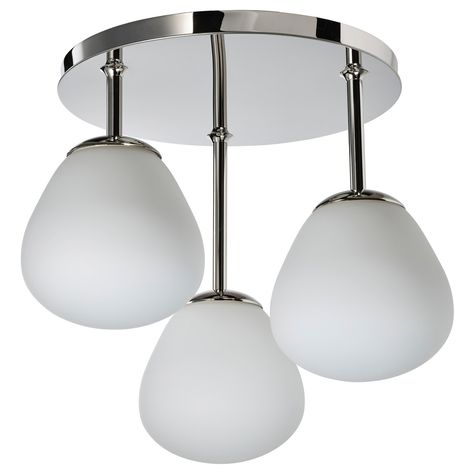 DEJSA Ceiling lamp with 3 lamps, chrome-plated/opal white glass - IKEA Besta Ikea, Dim Light, Glass Ceiling Lamps, Smart Light Bulbs, Led Panel Light, Glass Cabinet Doors, Ikea Family, Opal White, Glass Ceiling