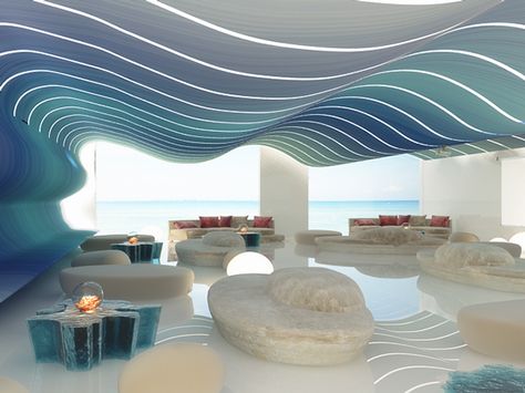 Themed Hotel Rooms, Luxury Hotels Lobby, Theme Hotel, مركز ثقافي, Desain Pantry, Hotel Concept, Spa Interior, Ocean Design, Lobby Interior