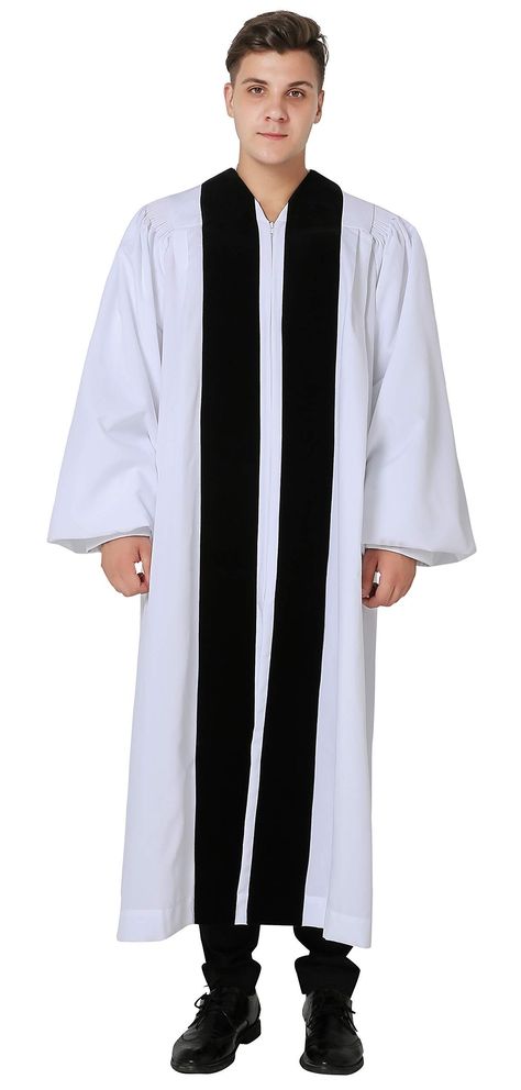 PRICES MAY VARY. Thick twill woven fabric hand-made flutes around the shoulder and back by skilled robe-makers Classic bell sleeves with retro cuff high-quality and fluent zipper with the same color as the robe's Free-wrinkle, light weight and durable Our Geneva clergy robes has wonderful velvet on front panel, shoulder and sleeve which features in smooth touch feeling and more elegance. The robe is made of 100% polyester fabric which is comfortable and easy care. It is one of the most popular s Clergy Robes, Safety Clothing, Flutes, Geneva, Popular Style, Front Zipper, Woven Fabric, Bell Sleeves, Polyester Fabric