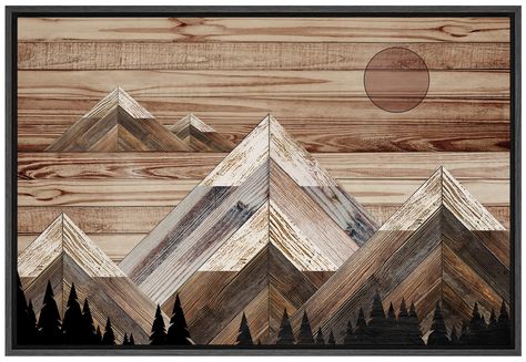 Snowy Mountain, Geometric Wall Decor, Landscape Canvas Art, Sky Nature, Hanging Posters, Mountain Wall Art, Wall Art Canvas Painting, Western Decor, Wooden Art