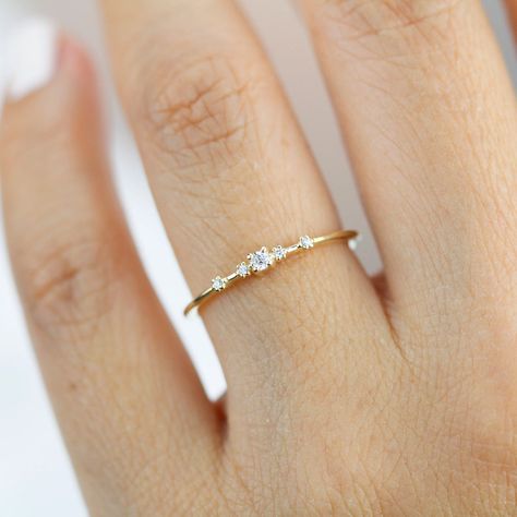 Simple Engagement Ring Dainty Engagement Rings for Women - Etsy Canada Simple Unique Engagement Rings, Simplistic Jewelry, Petite Engagement Ring, Engagement Ring Dainty, Delicate Engagement Ring, White Stone Ring, Dainty Engagement, Simple Engagement, Dainty Engagement Rings