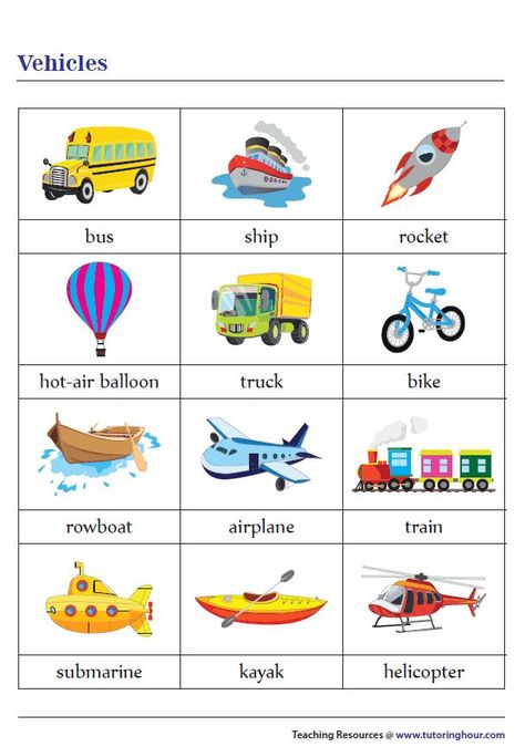 Means of Transportation Chart Transportation Chart, Transport Pictures, Transportation Preschool Activities, Transportation Worksheet, Preschool Pictures, Means Of Transport, Transportation Preschool, Diy Tutu, Self Confidence Quotes