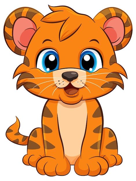 Free vector little cute tiger cartoon ch... | Free Vector #Freepik #freevector #cartoon-drawing #cartoon-svg #clip-art #art Cute Tiger Clipart, Tiger Pictures Art, Tiger Cartoon Images, Tiger Cute Drawing, Animals Clipart For Kids, Cartoon Animal Drawings, Tiger Cartoon Drawing, Cute Tiger Drawing, Animated Tiger