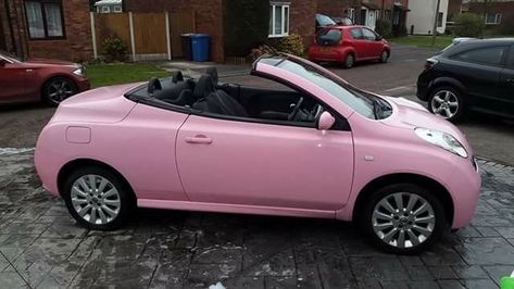 Used nissan micra pink convertible Nissan Micra Convertible, 4 Seat Convertible Car, Cheap Convertible Car, Beach Convertible, Pink Convertible Car, Pink Nissan, Pink Vehicles, Pink Cars, Richard Hammond