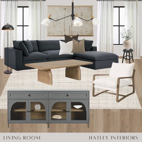 Dark Grey Couch Color Scheme, Taupe Decor, Lobby Design Ideas, Living Room Design Blue, Gray Sectional Living Room, Blue Grey Living Room, Taupe Living Room, Blue Sofas Living Room, Blue Couch Living Room