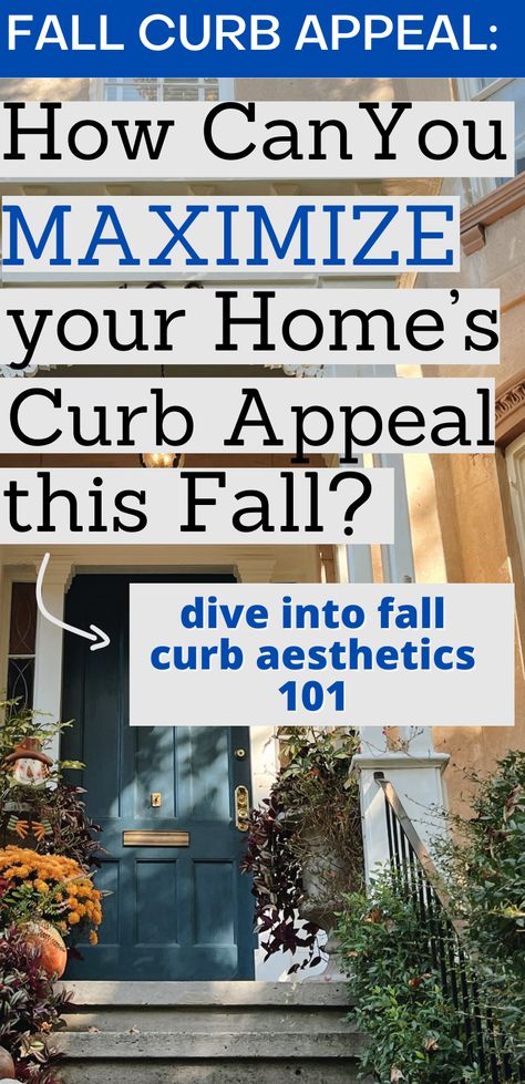 Front door adorned with autumn-themed decorations, illustrating the concept of maximizing a home's curb appeal during the fall season. Aesthetic Yard, Fall Front Yard, Fall Lawn Maintenance, Fall Curb Appeal, Fall Lawn Care, Fall Lawn, Front Yards Curb Appeal, Lawn Maintenance, Home Aesthetics