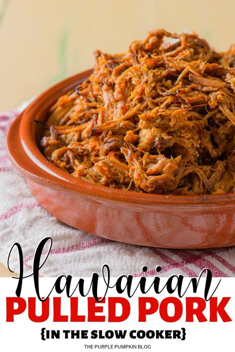 Hawaiian Style Pulled Pork, Tiki Menu Food, Pineapple Pulled Pork Crockpot, Sweet Pulled Pork Slow Cooker, Luau Party Food For A Crowd, Hawaiian Pulled Pork Crock Pot Recipes, Hawaiian Pork Crockpot, Hawaiian Christmas Party Ideas, Spam Hawaiian Recipes