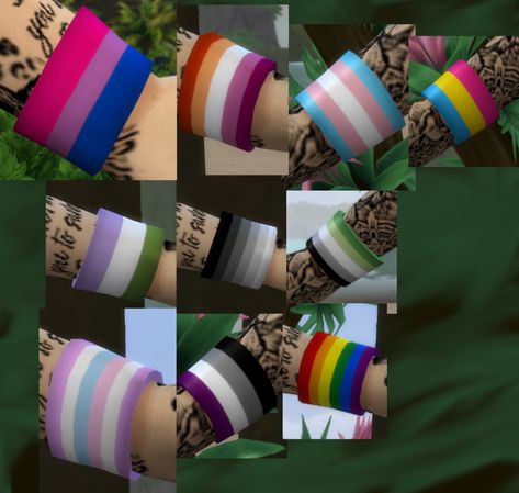 Mod The Sims - Pride flag wristbands Sims Pride Cc, Sims 4 Cc Pride Flag, Sims 4 Lgbtq Cc, Pride Cc Sims 4, Sims 4 Lgbtq, Sims 4 Lgbtq Mods, Ts4 Mods, Sims 4 Traits, Bi Flag