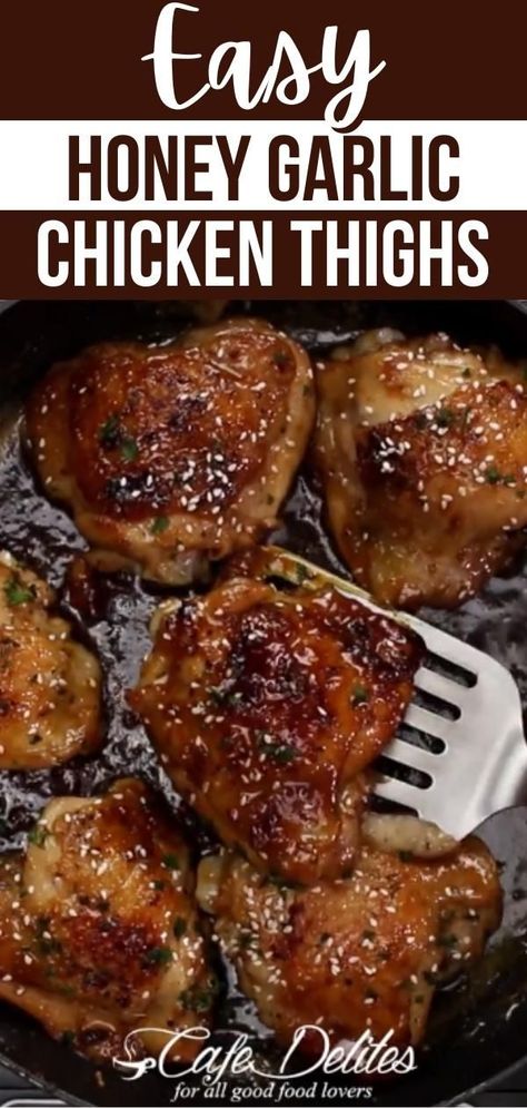 Honey Chicken Thighs, Easy Honey Garlic Chicken, Garlic Chicken Thighs, Honey Garlic Chicken Thighs, Honey Glazed Chicken, Sweet Chicken, Easy Chicken Thigh Recipes, Honey Garlic Sauce, Chicken Thigh Recipes Baked