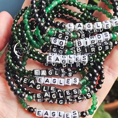 E A G L E S 🦅 Eagles! BIRD GANG also available! On my website www.breathebyjosie.com, also available for porch pickup, or at my next farmers market, next Saturday 9/14 @haddonfieldfarm 💜 Phillies Bracelet, Ibd Awareness, Alphabet Bracelet, Team Word, Intention Bracelets, Awareness Jewelry, What Team, Instagram Jewelry, Sports Bracelet