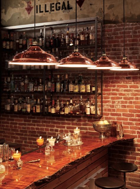 Copper pendants for that warm feeling available from Springlights Kloof durban Pub Interior, Bar In Casa, Basement Bar Designs, Decoration Restaurant, Pub Decor, Modern Restaurant, Bar Interior, Diy Bar, Bar Room