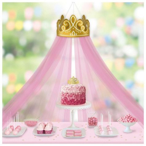 Once Upon A Time Crown Decoration and Tulle Canopy Disney Princess Birthday Party Amazon.com, Disney Princess School Theme, Disney Princess Shower, Scene Fit, Disney Princess Party Supplies, Tulle Canopy, Princess Birthday Party Decorations, Disney Princess Birthday Party, Princess Theme Birthday