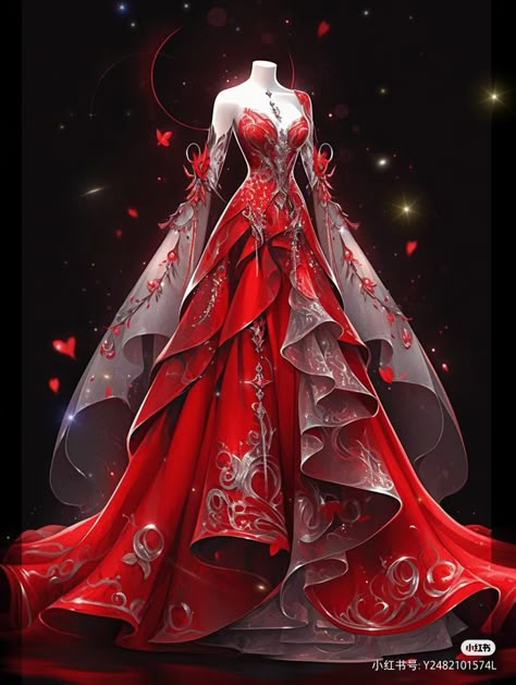 Red Dress Fantasy Art, Fantasy Gowns Red, Beautiful Jewish Women, Male Outfits, Glamouröse Outfits, Magical Dress, Best Gowns, Dreamy Gowns, Dress Design Drawing