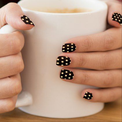 Black Nail Art, Minx Nails, Polka Dot Nails, Short Nails Art, Dots Nails, Coffin Nails Designs, Nail Arts, Nail Decals, Nail Wraps