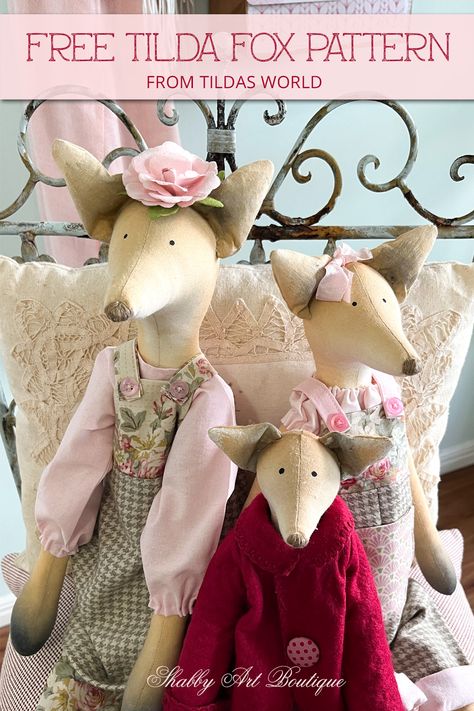 Tilda Rabbit Pattern, Tilda Fox Pattern, Tilda Sewing Projects, Tilda Friends Clothes Pattern, Tone Finnanger Tilda, Free Tilda Patterns, Tilda Clothes Pattern Free, Tilda Free Pattern, Tilda Doll Pattern